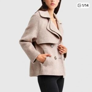 Belle and Bloom I'm Yours Peacoat Wool Blend Cropped Cashmere Feel Medium